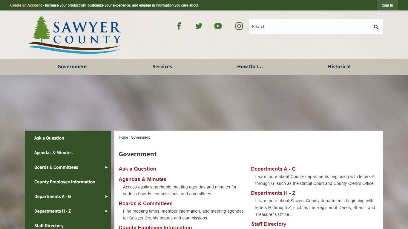 Government | Sawyer County, WI